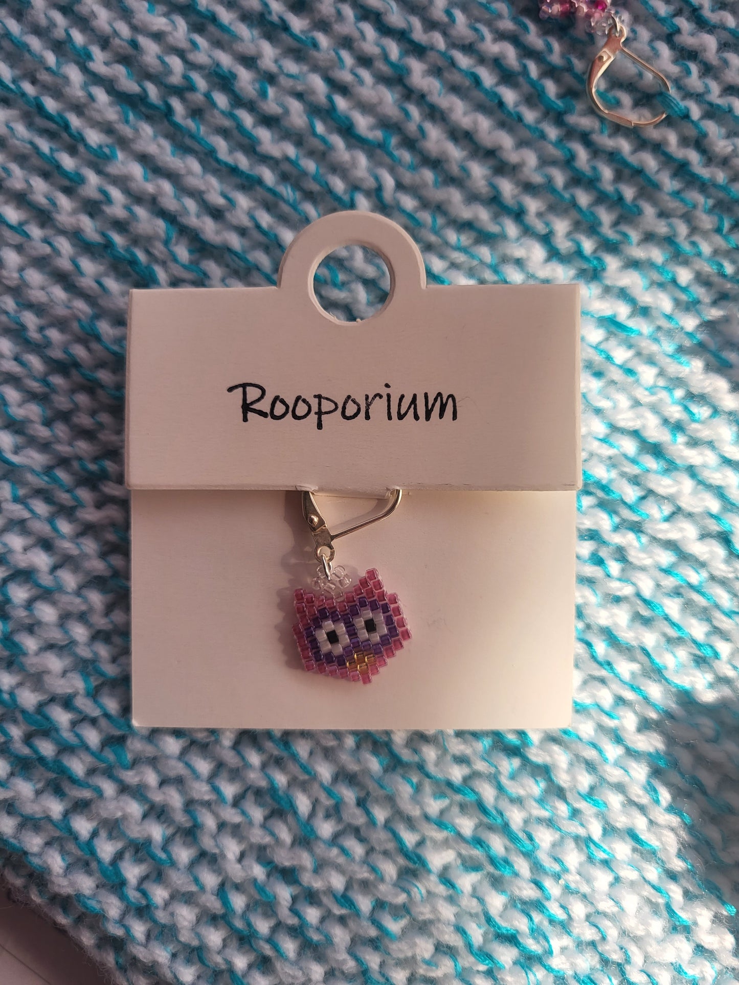 Pink owl stitch marker