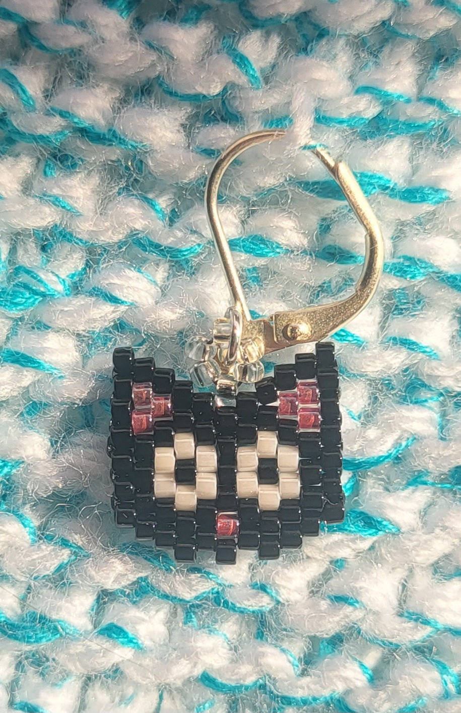 Black cat with pink ears stitch marker