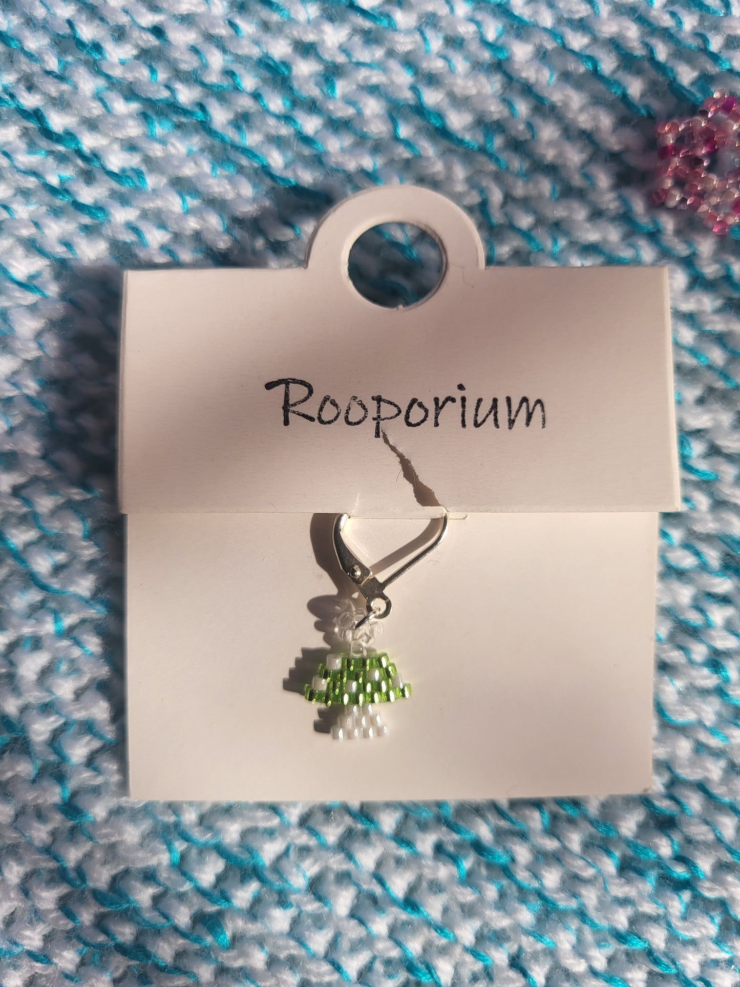 Lime green mushroom stitch marker