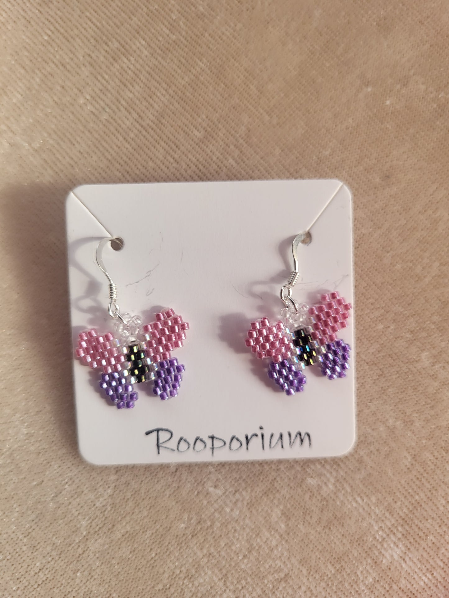 Pink and lilac butterfly earrings