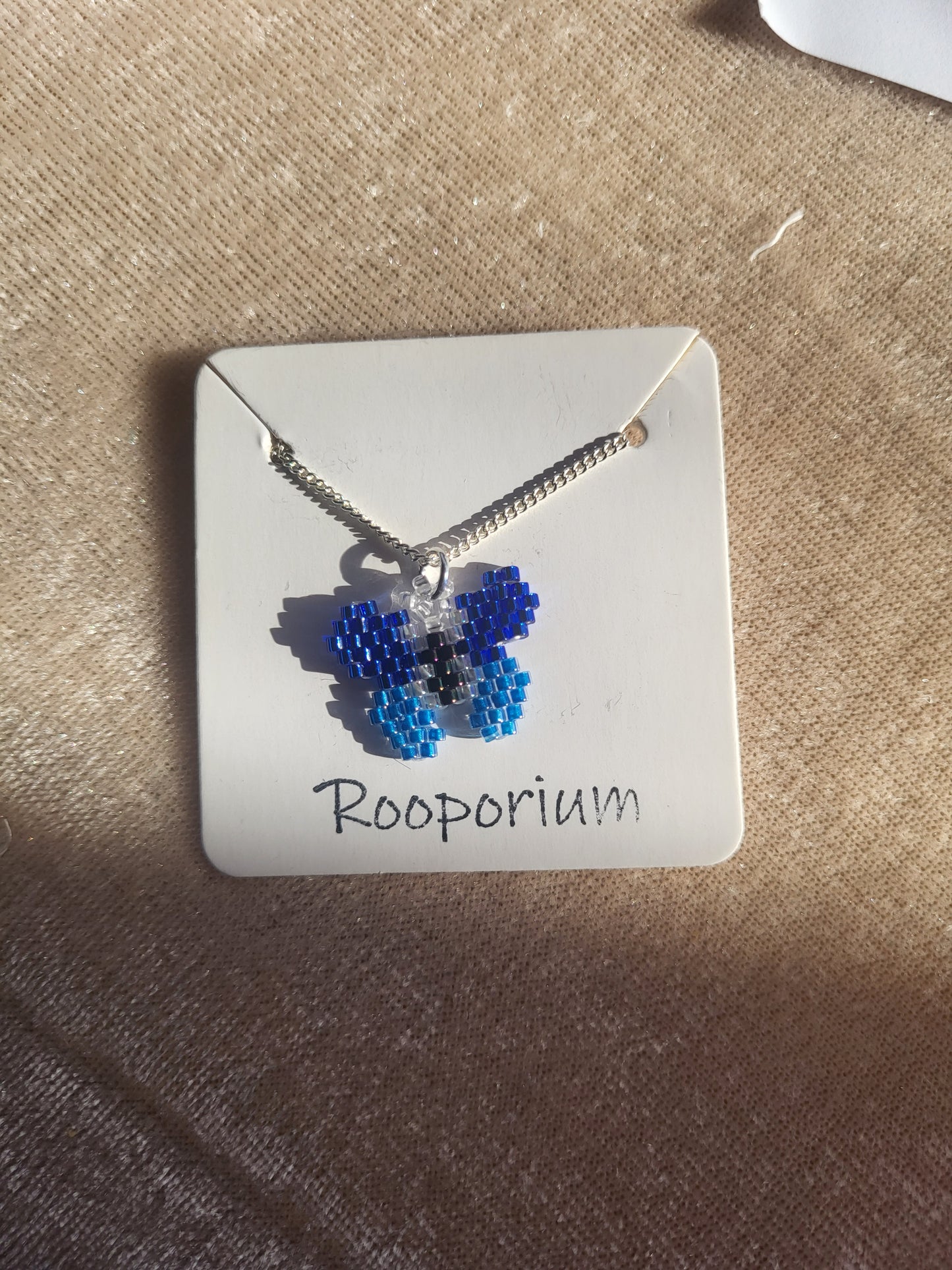 Light and Dark Blue Butterfly Necklace