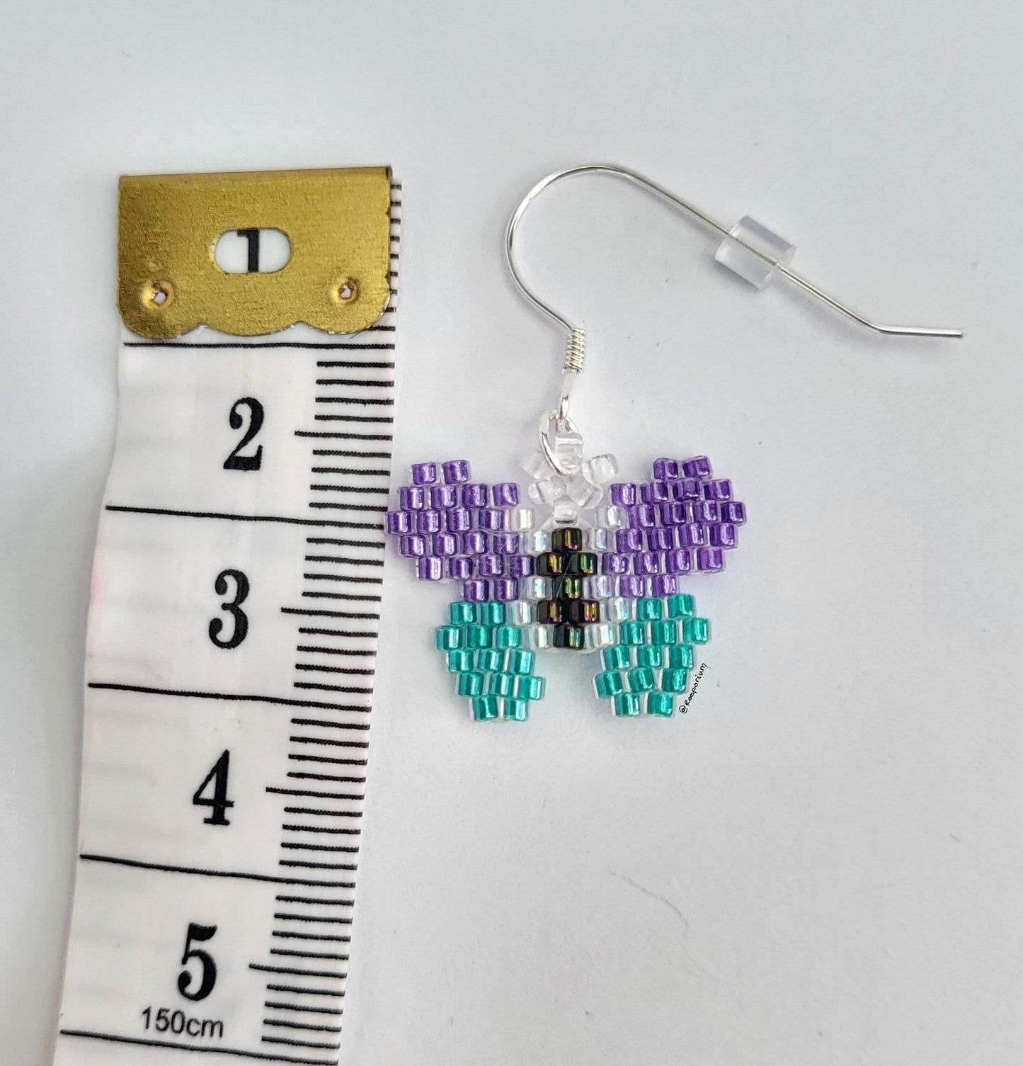 Purple And Turquoise Butterfly Earrings