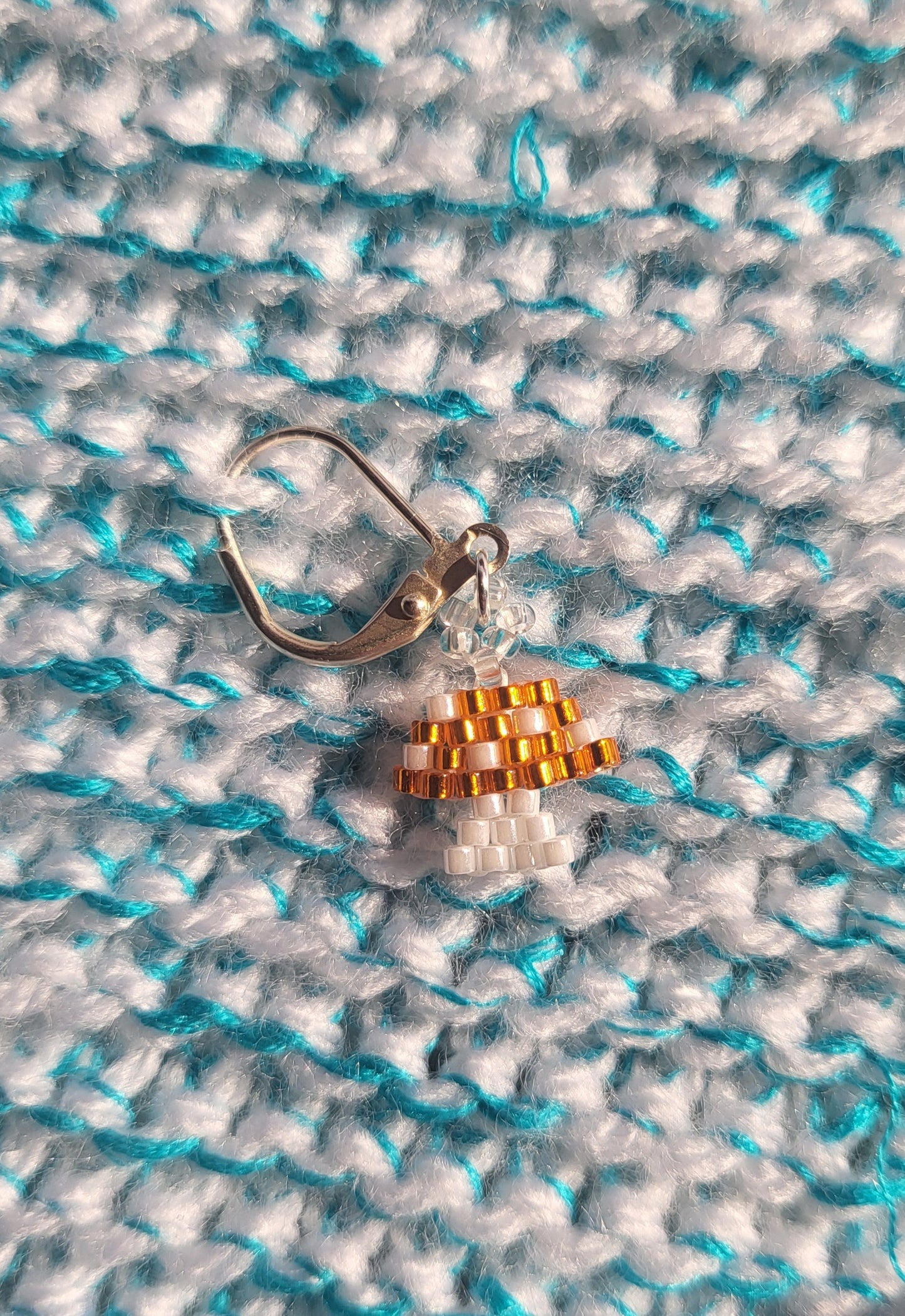Orange Mushroom stitch marker