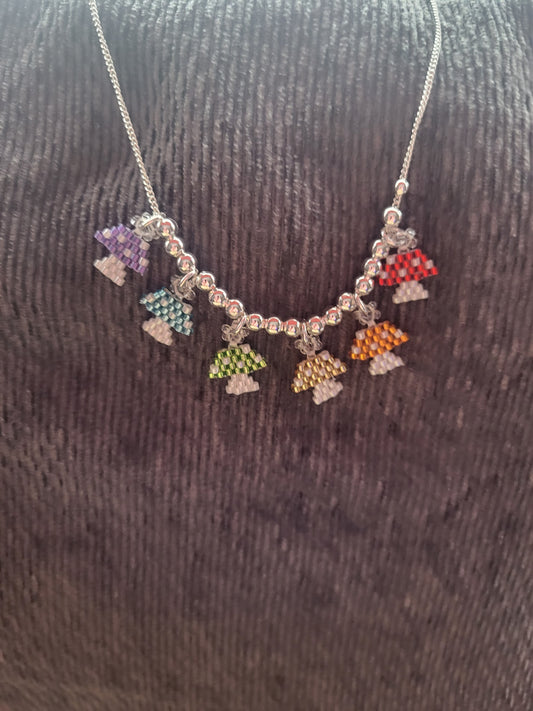 Rainbow Mushroom Necklace