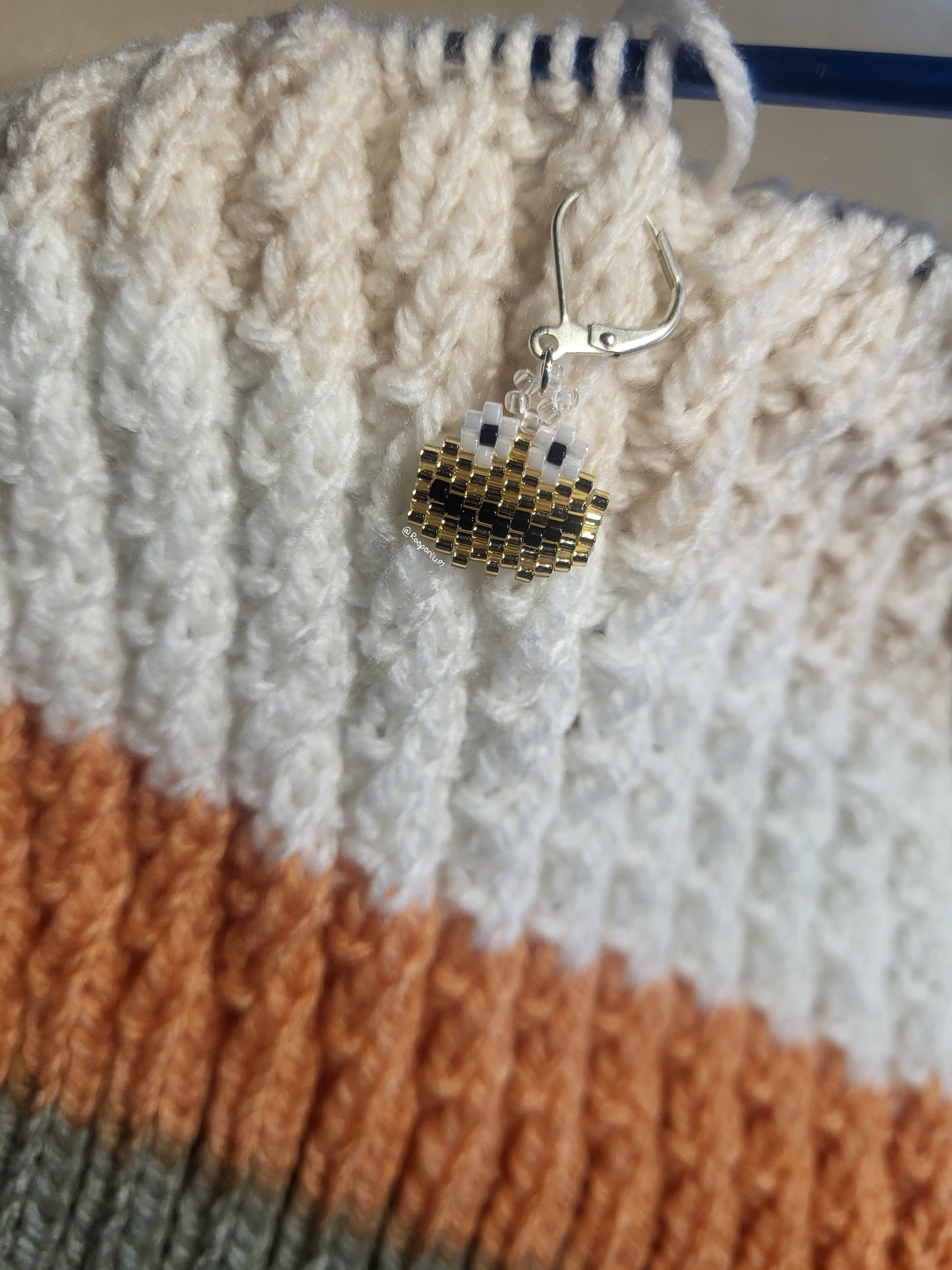 Gold Monster Stitch Marker or Progress Keeper
