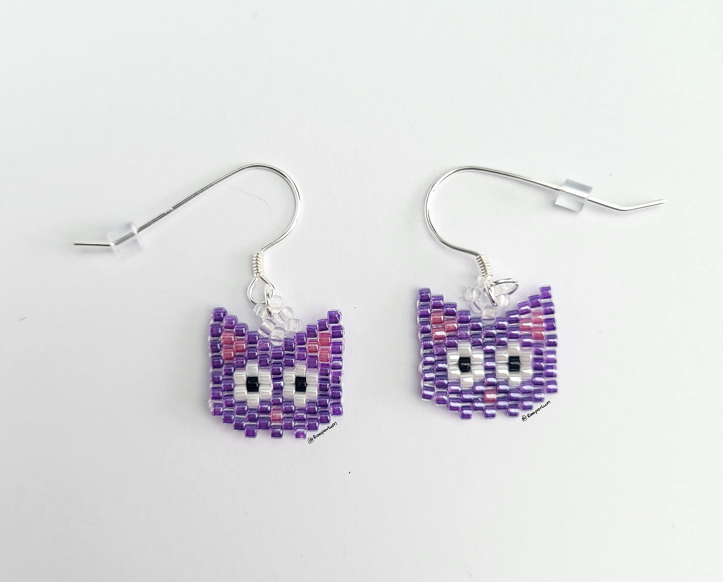 Purple Cat Earrings