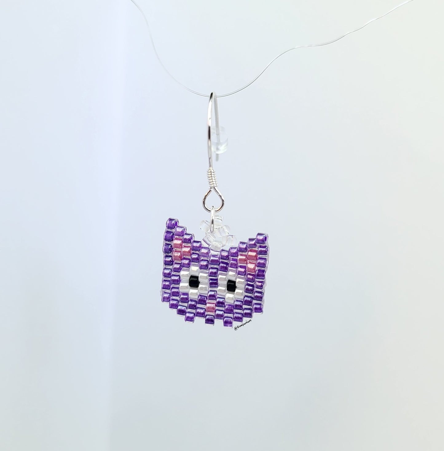 Purple Cat Earrings