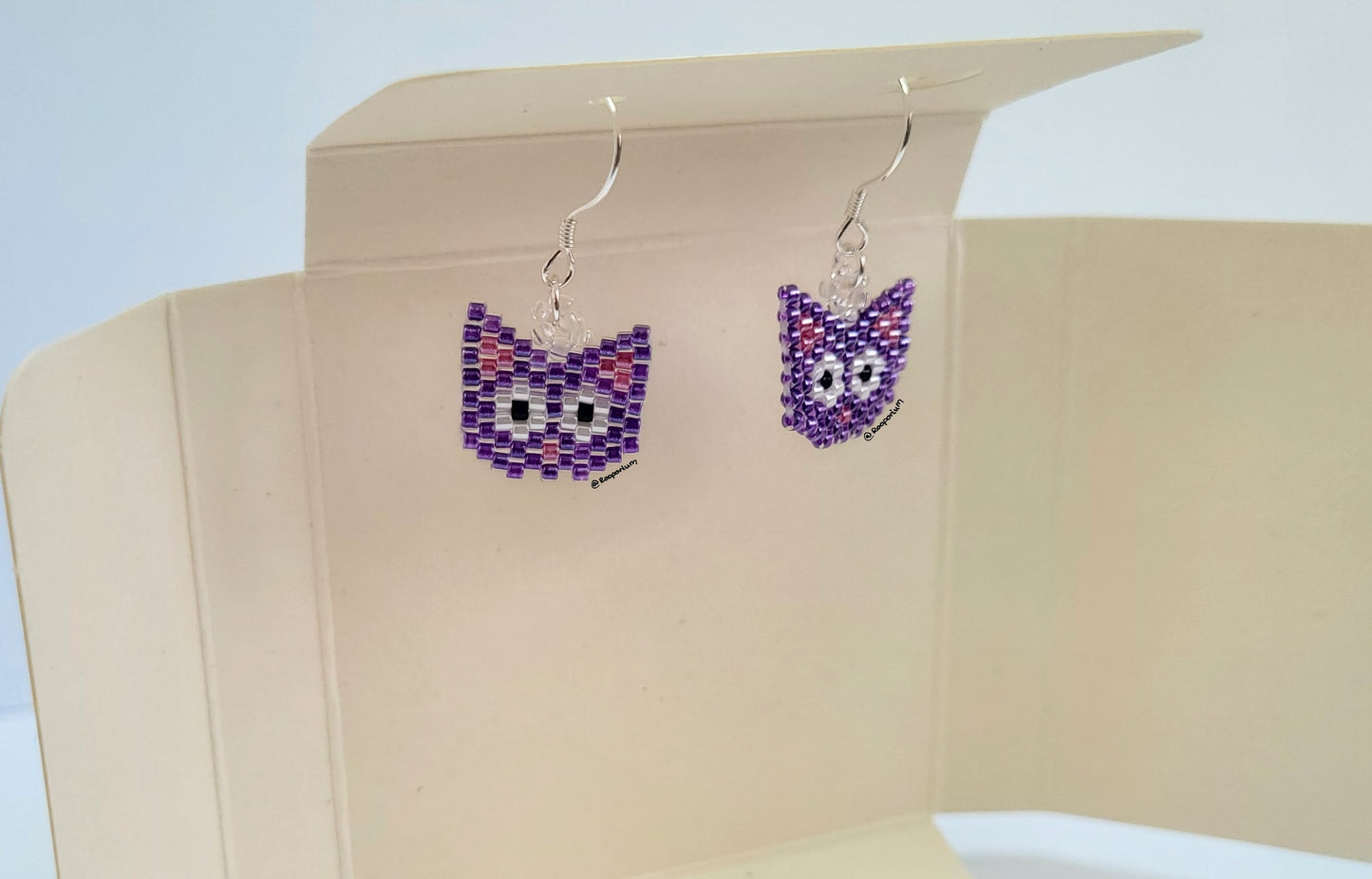 Purple Cat Earrings