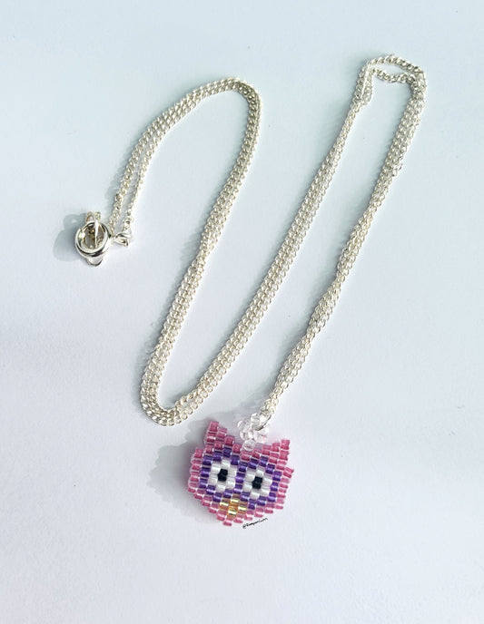 Pink Owl Necklace