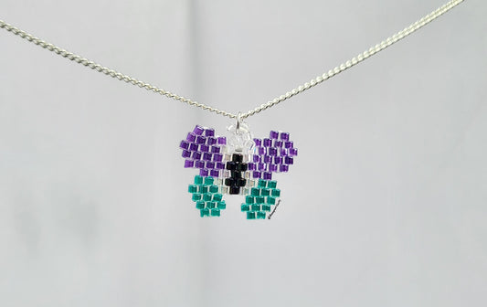 Purple And Turquoise Butterfly Necklace