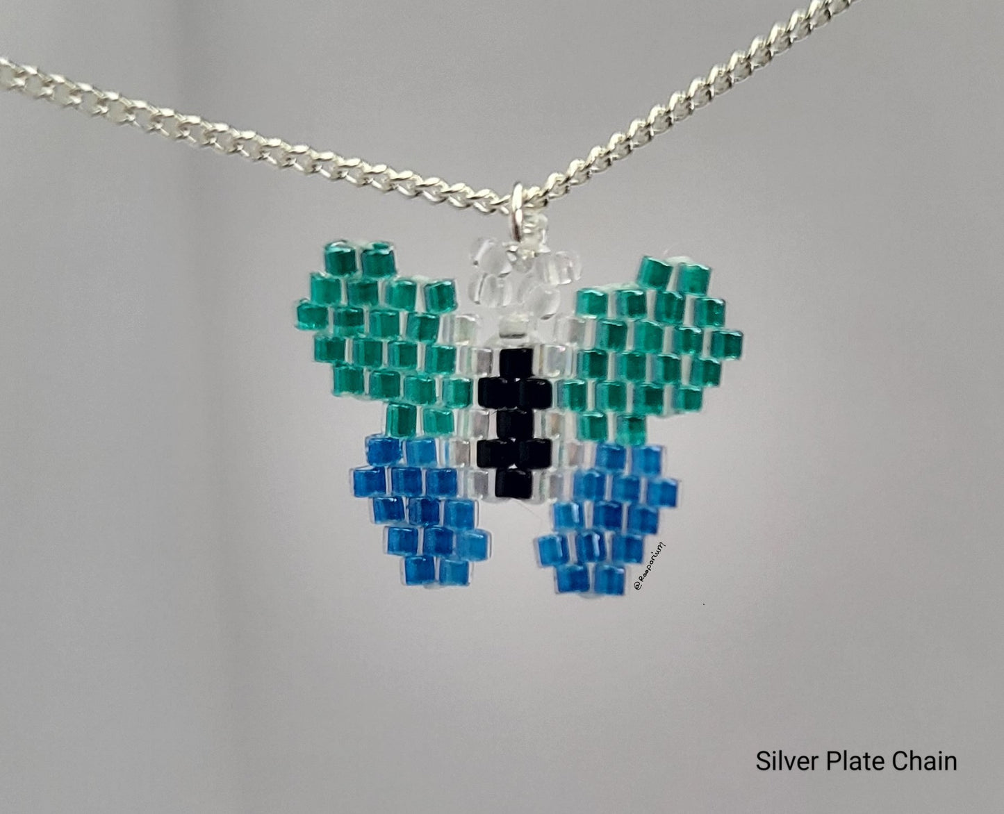 Blue and Turquoise Butterfly Necklace