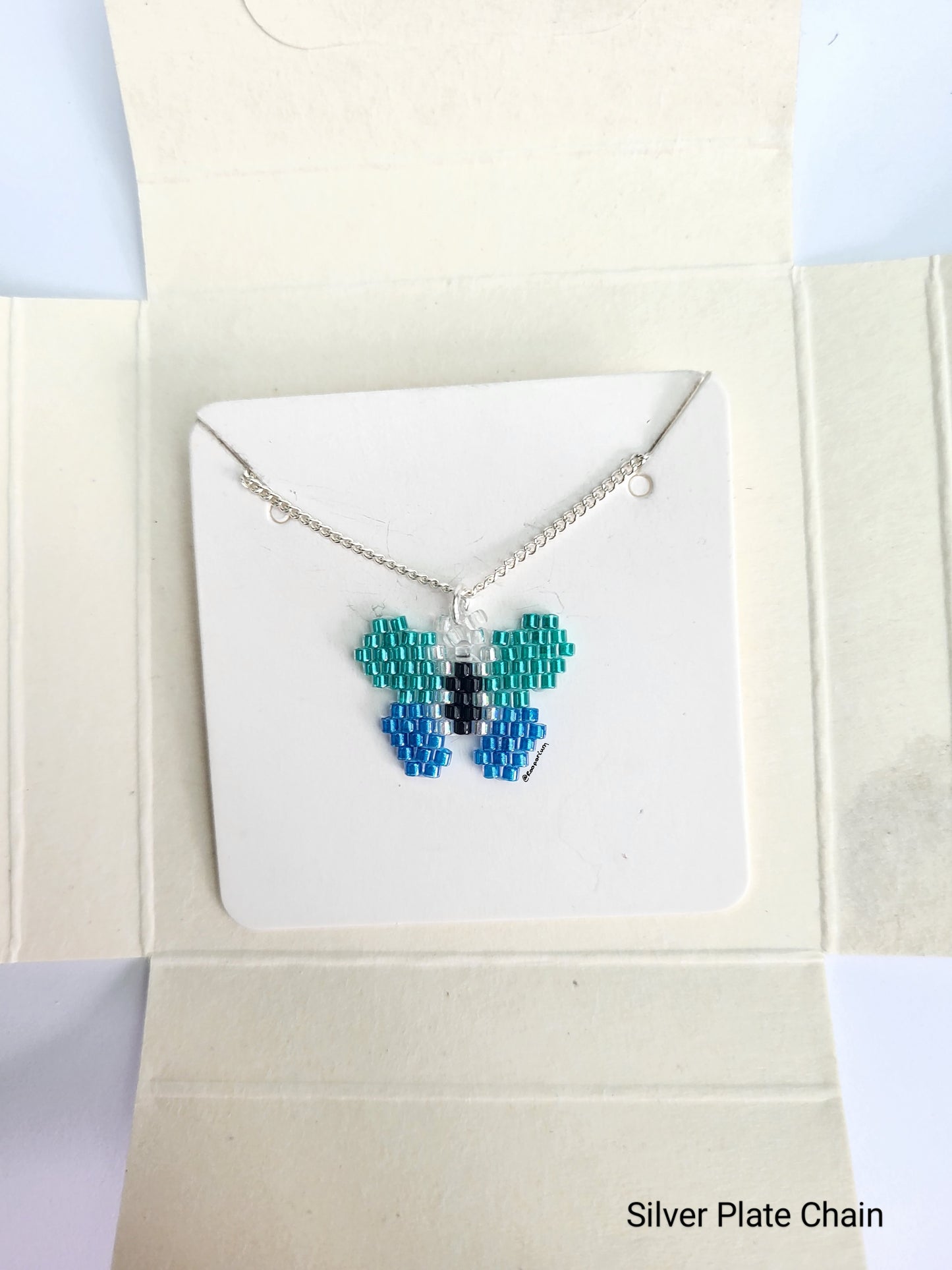 Blue and Turquoise Butterfly Necklace